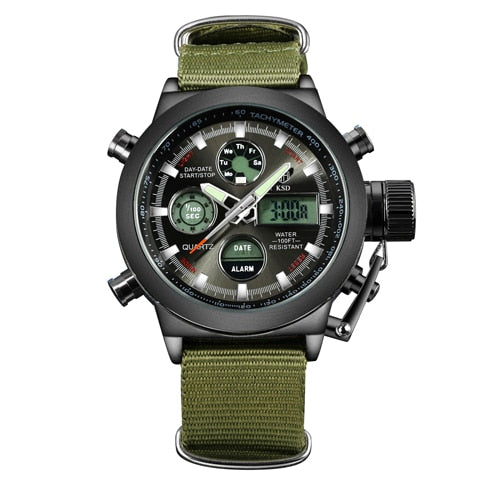 Nylon Strap Digital Analog Watch